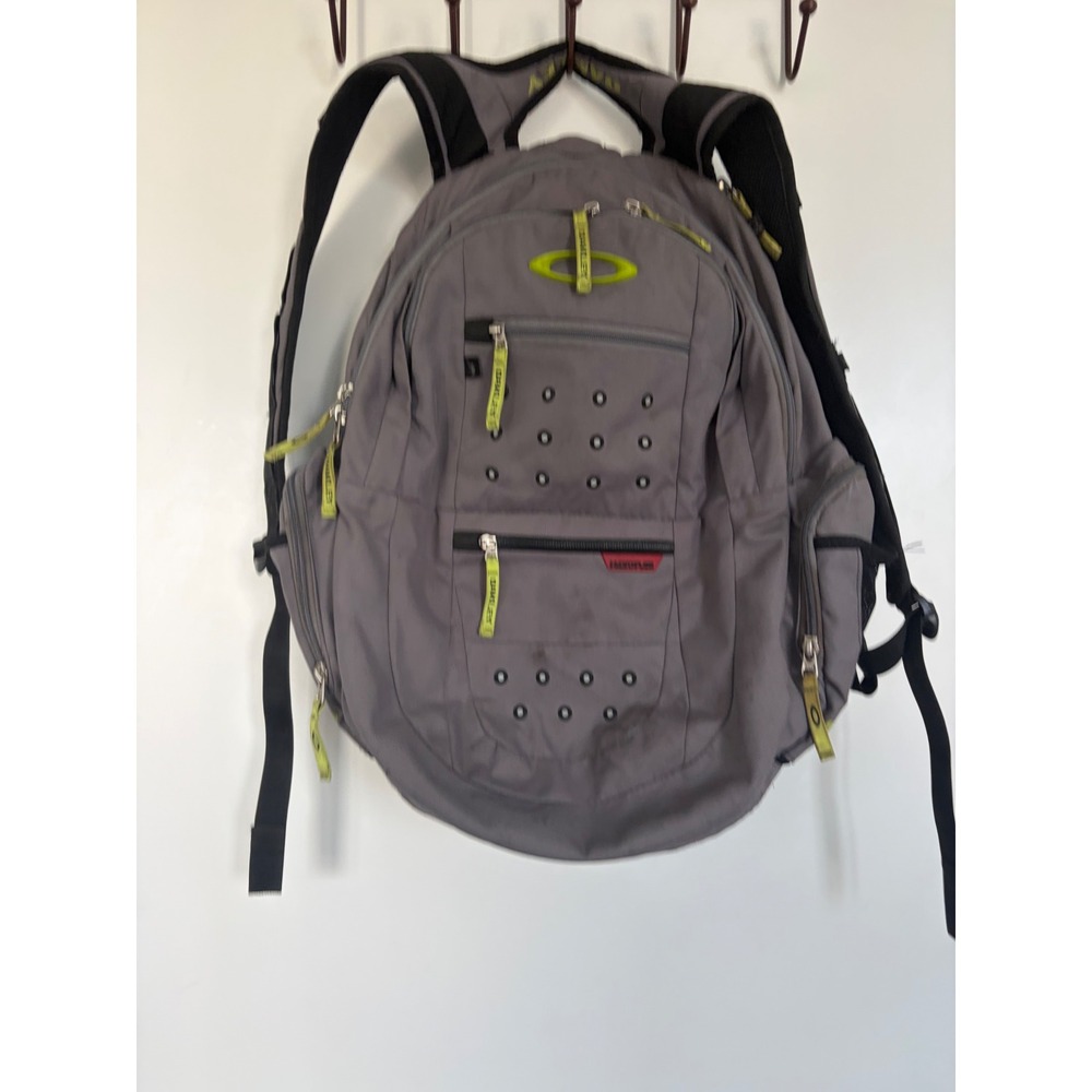 Oakley Motion 26L Backpack Gray Lime Green Laptop Travel Daypack Bag